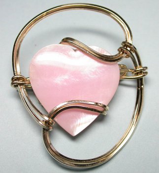 Pink Mother of Pearl Heart Brooch