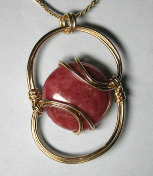 Rhodochrosite Pendant in 14K