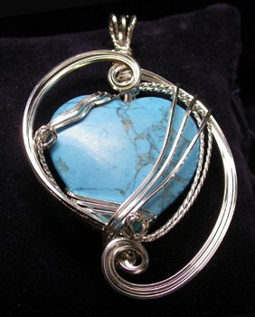 Sterling Silver Turquoise Heart Sculpture Pendant