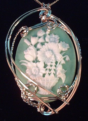 Green Flower Cameo Pendant